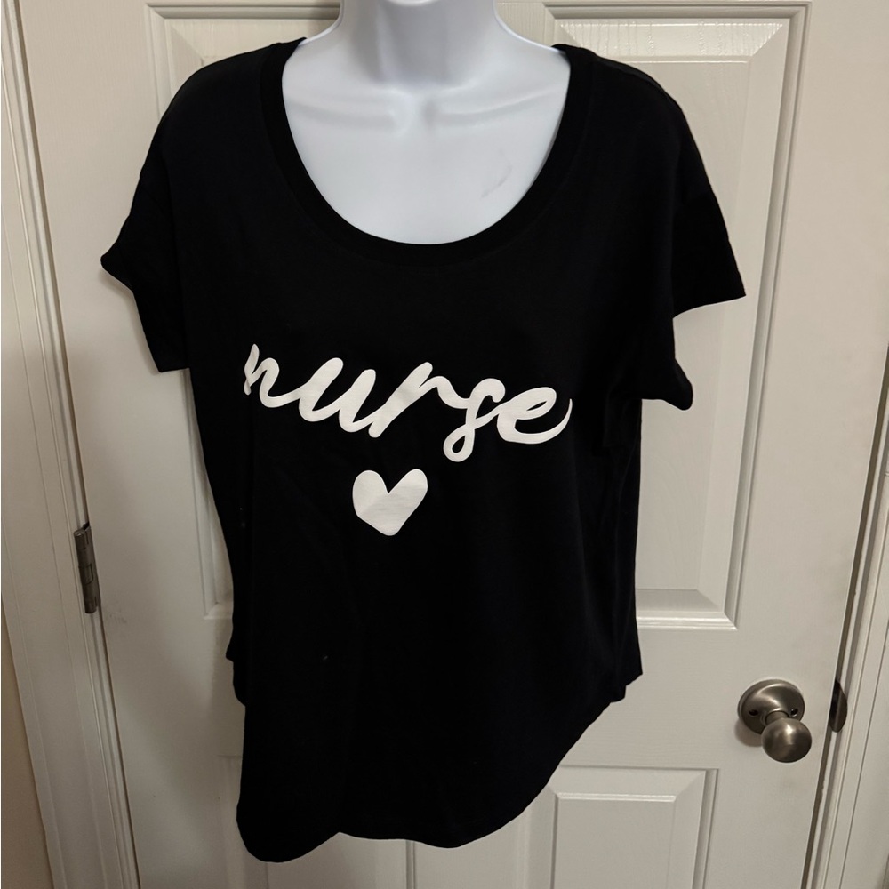 Black T-shirt For Women Daybreak. Size Large 100% Cotton NWT Nurse Gift